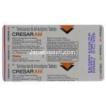 クレサール　Cresar AM、アムロジピン5mg／　テルミサルタン40mg　包装裏面